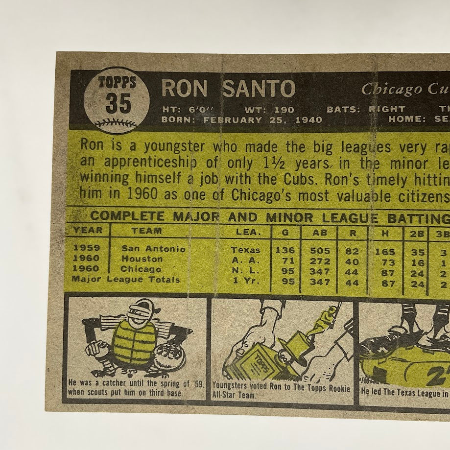 Ron Santo 1961 Topps #35 Chicago Cubs GD - Collector Store LLC