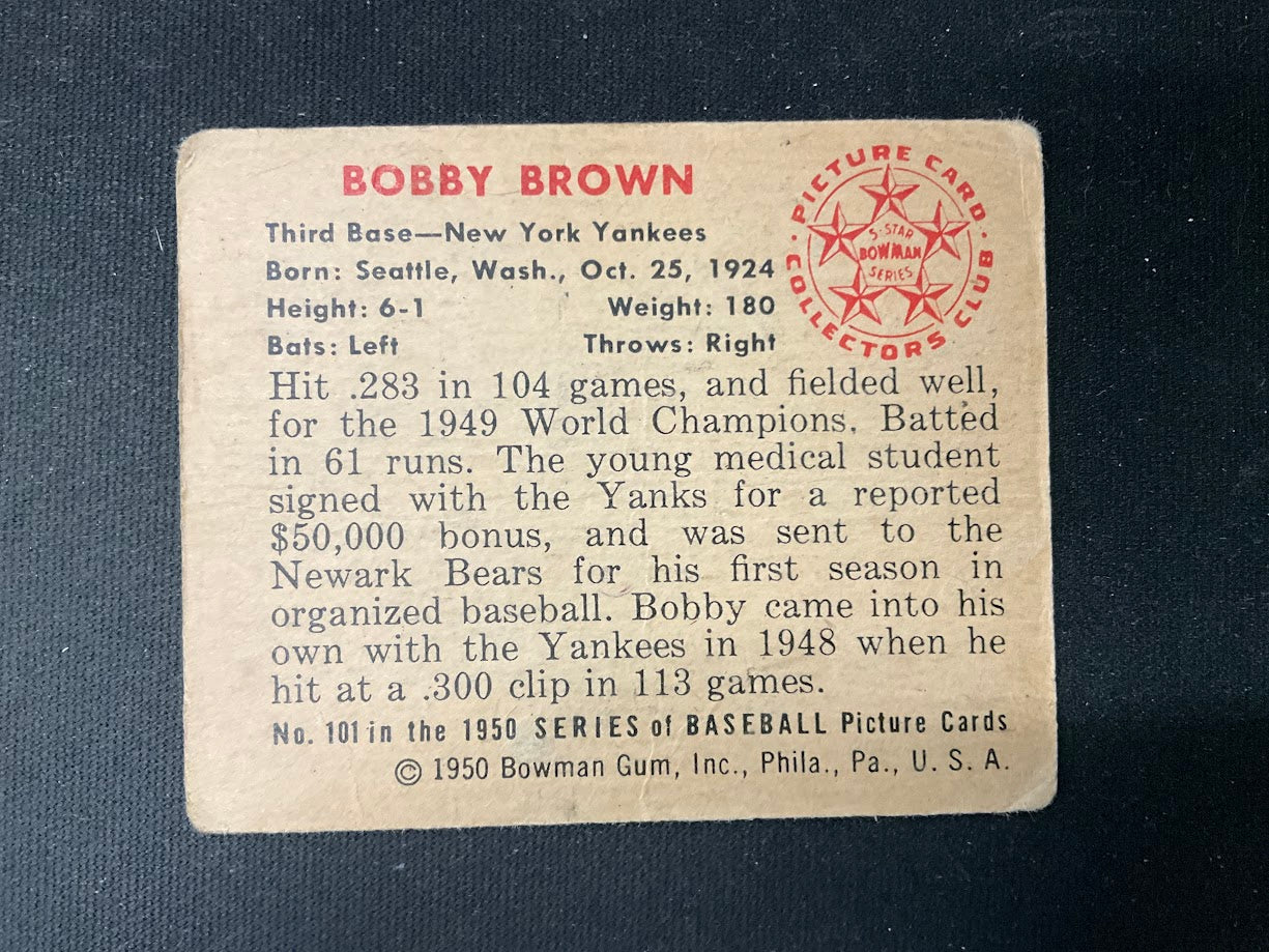 Bobby Brown 1950 Bowman #101 New York Yankees GD
