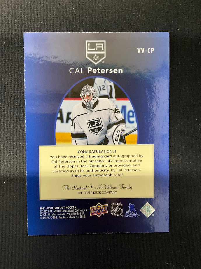 Cal Petersen 2021-22 Upper Deck Clear Cut SPX Auto #VV-CP
