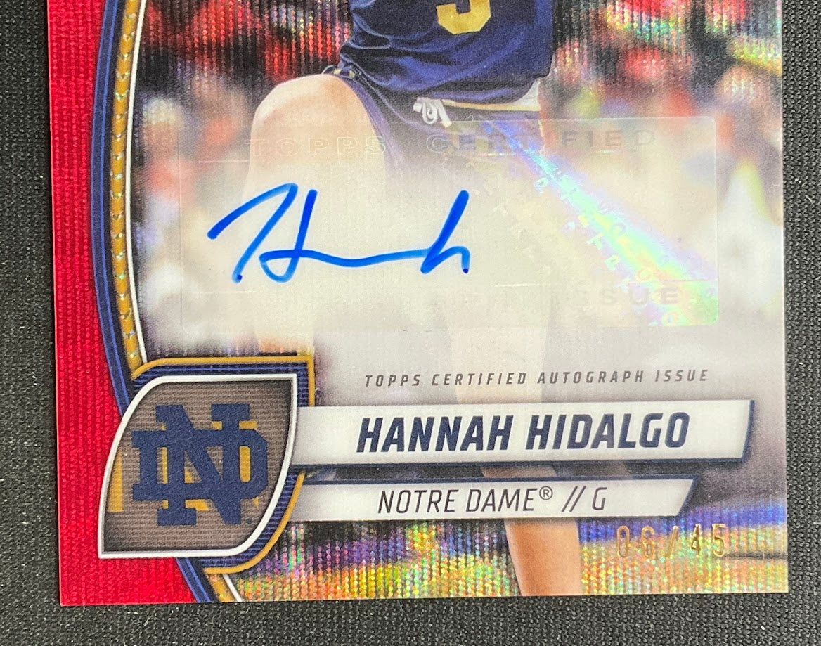 Hannah Hidalgo 2024-25 Bowman Chrome University Red Wave Refractor Auto 06/45