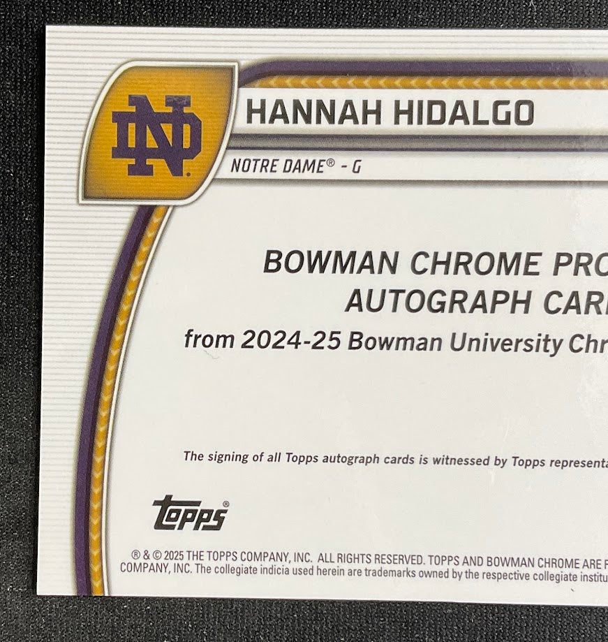 Hannah Hidalgo 2024-25 Bowman Chrome University Red Wave Refractor Auto 06/45
