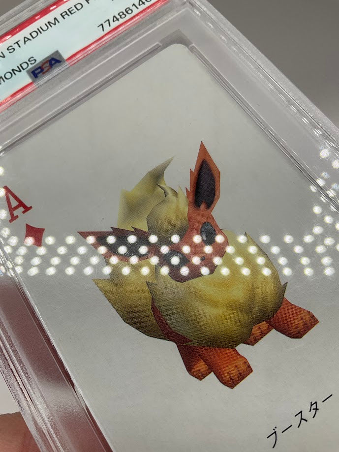 Flareon Pokemon Stadium Red Playing Card Ace of Diamonds PSA 9