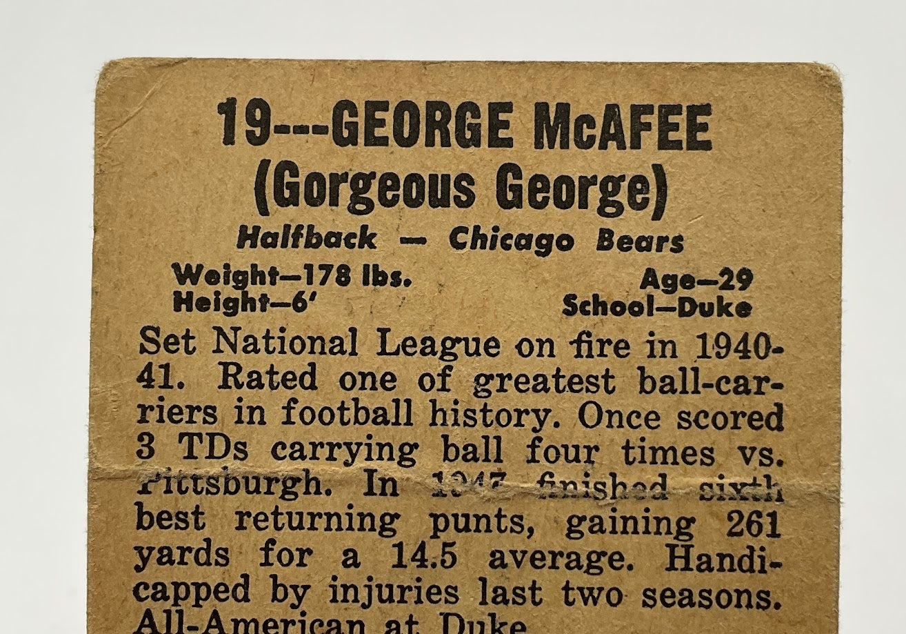 George McAfee 1948 Leaf #19 Chicago Bears PR #2