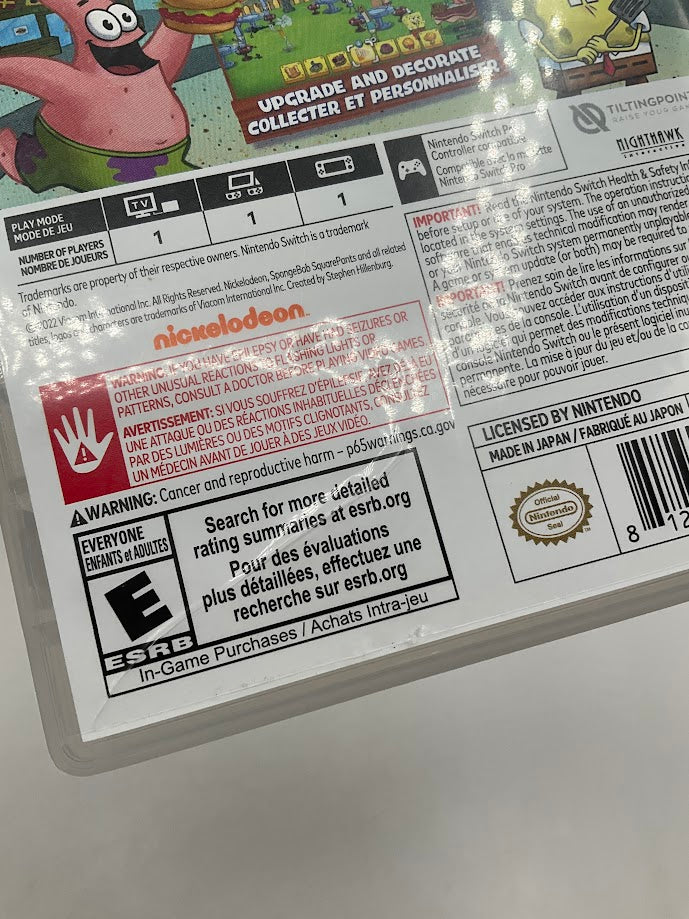 Spongebob: Krusty Cook-Off Extra Krusty Edition Nintendo Switch Used