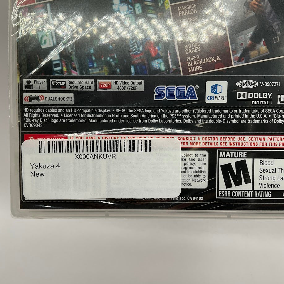 Yakuza 4 Playstation 3 Sealed