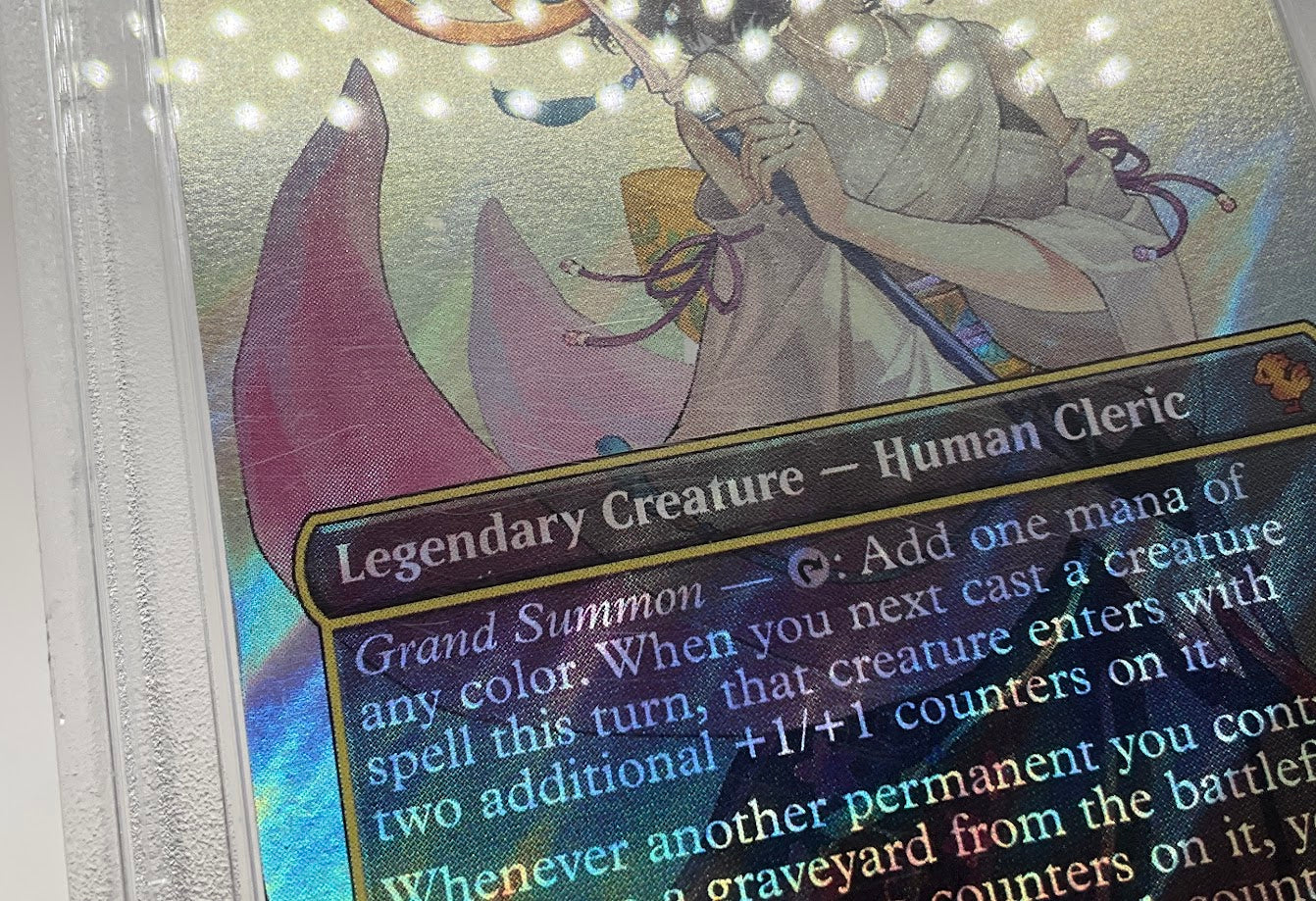 Yuna, Grand Summoner MTG Final Fantasy Character Borderless Surge Foil PSA 10
