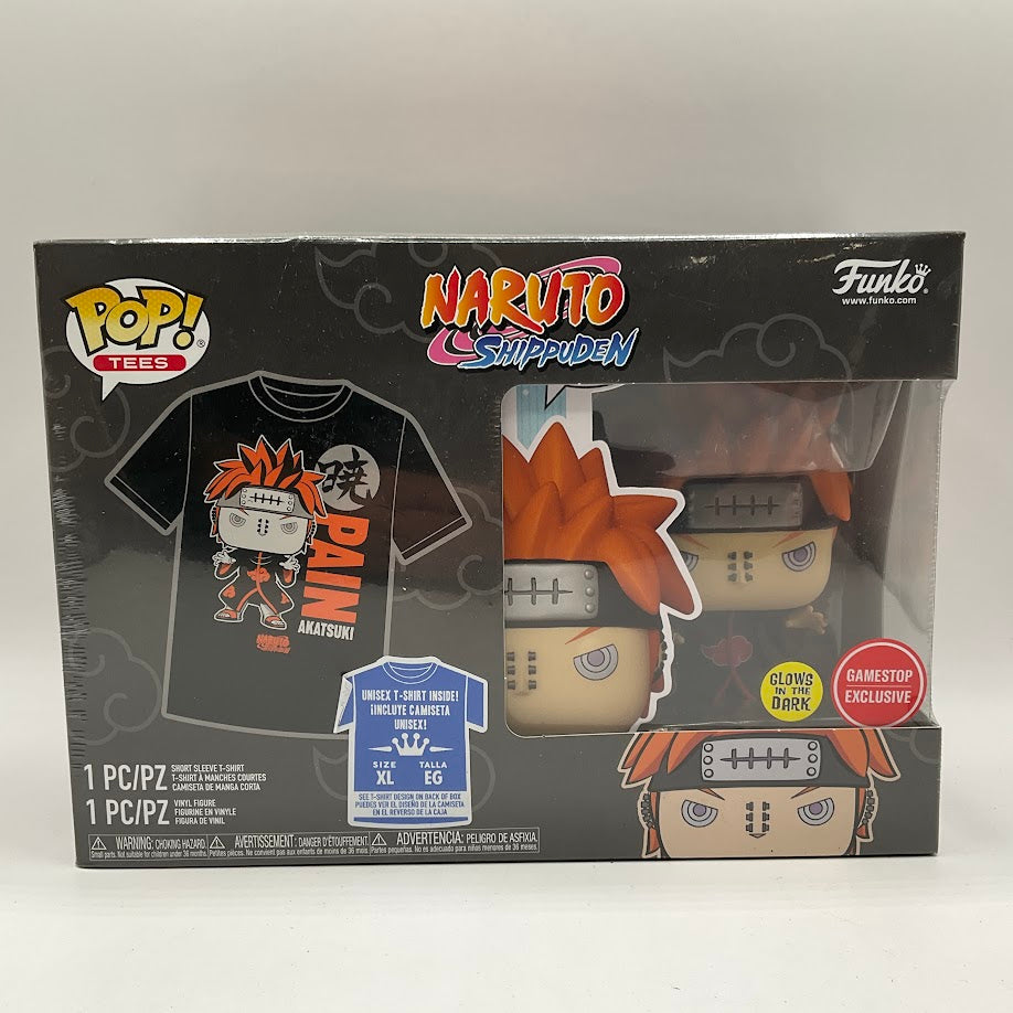 Pain Funko Pop and Tee! Naruto Shippuden GITD GameStop Exclusive Size XL