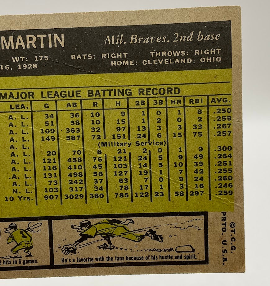 Billy Martin 1961 Topps #89 Milwaukee Braves PR