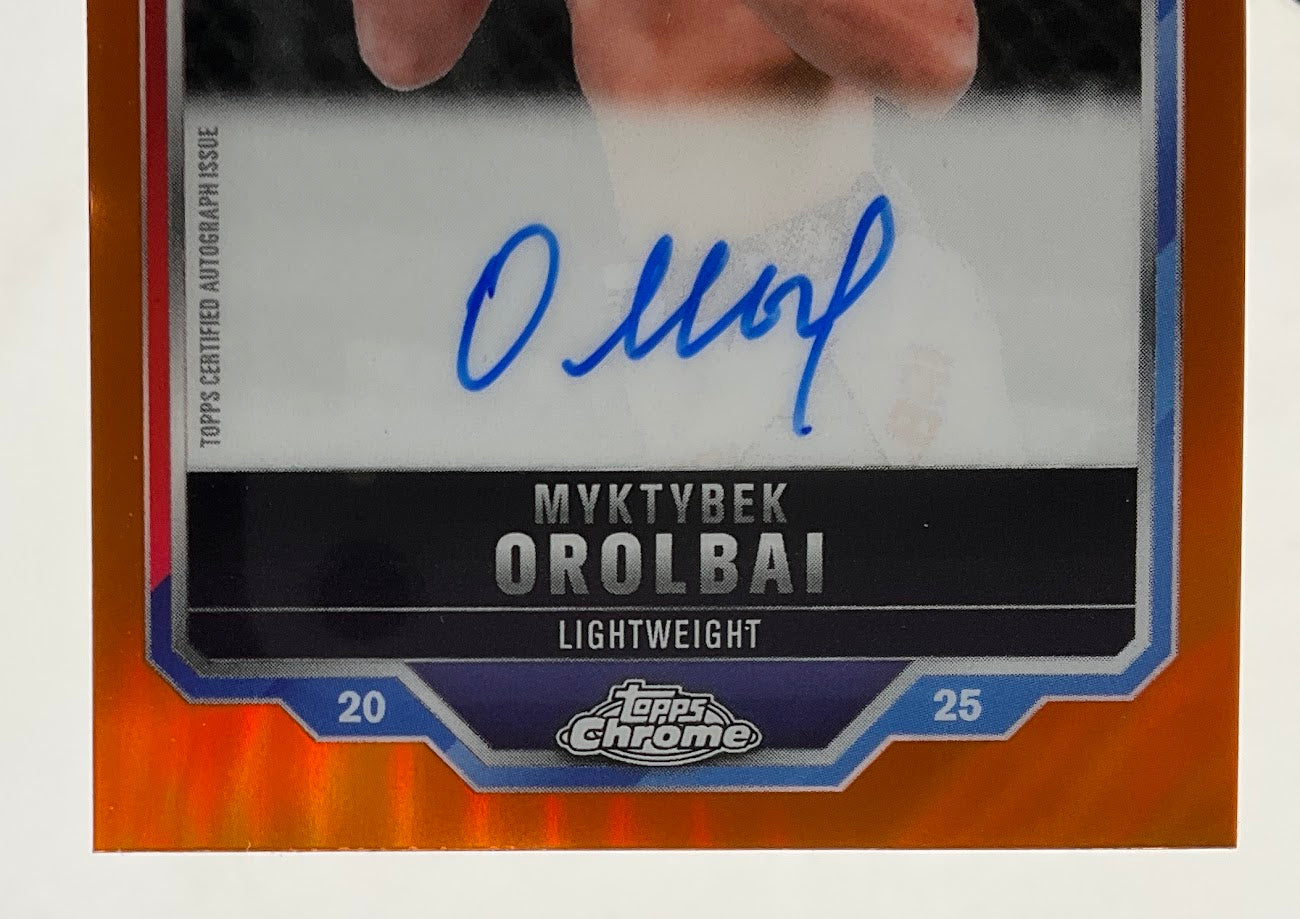 Myktybek Orolbai 2025 Topps Chrome Orange Refractor RC Auto 25/25 #CRA-MO