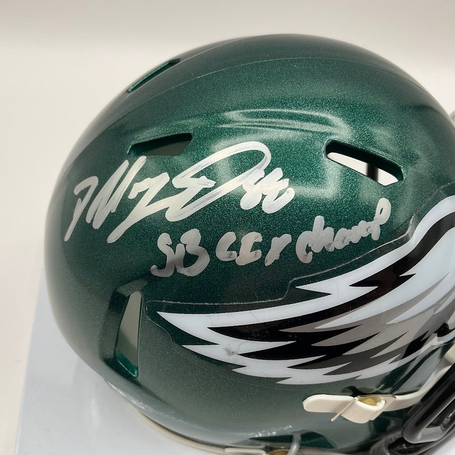 Dallas Goedert Underwraps Signed Philadelphia Eagles Mini Helmet Fanatics COA