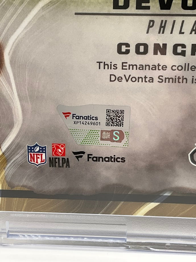 DeVonta Smith Underwraps Emanate Auto 42/50 Fanatics COA