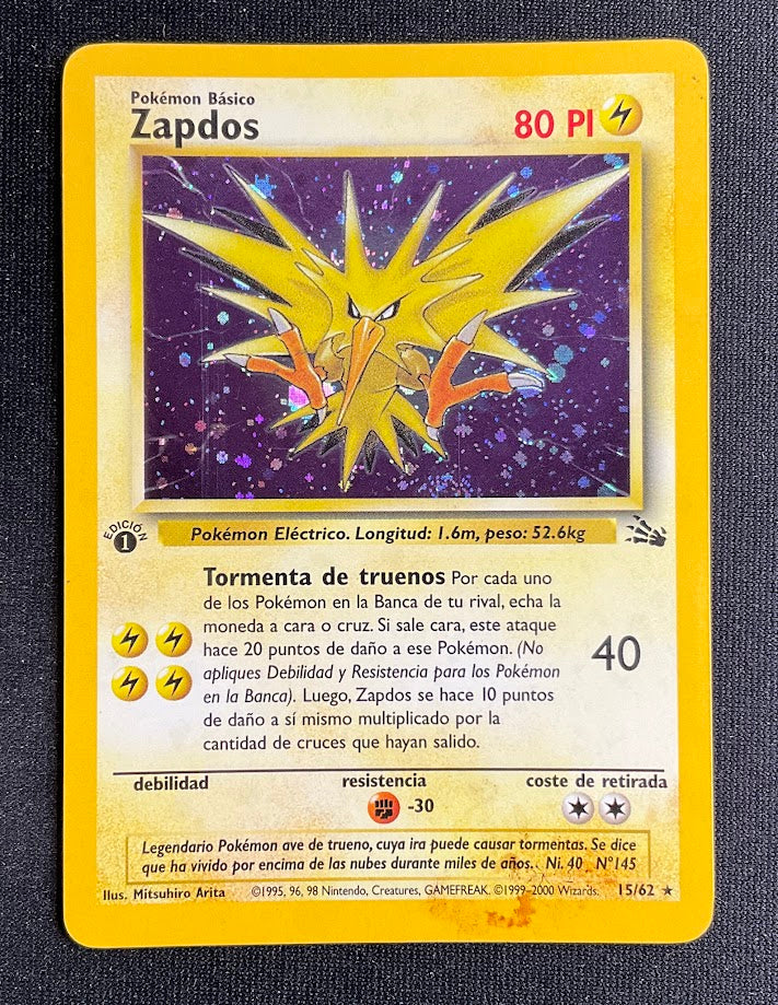 Zapdos Pokemon Fossil Holo 1st Edition Spanish #15