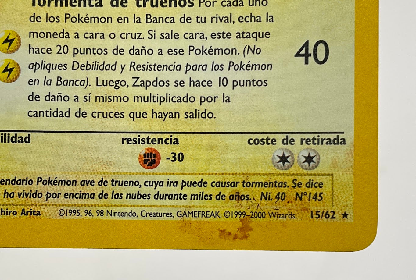 Zapdos Pokemon Fossil Holo 1st Edition Spanish #15