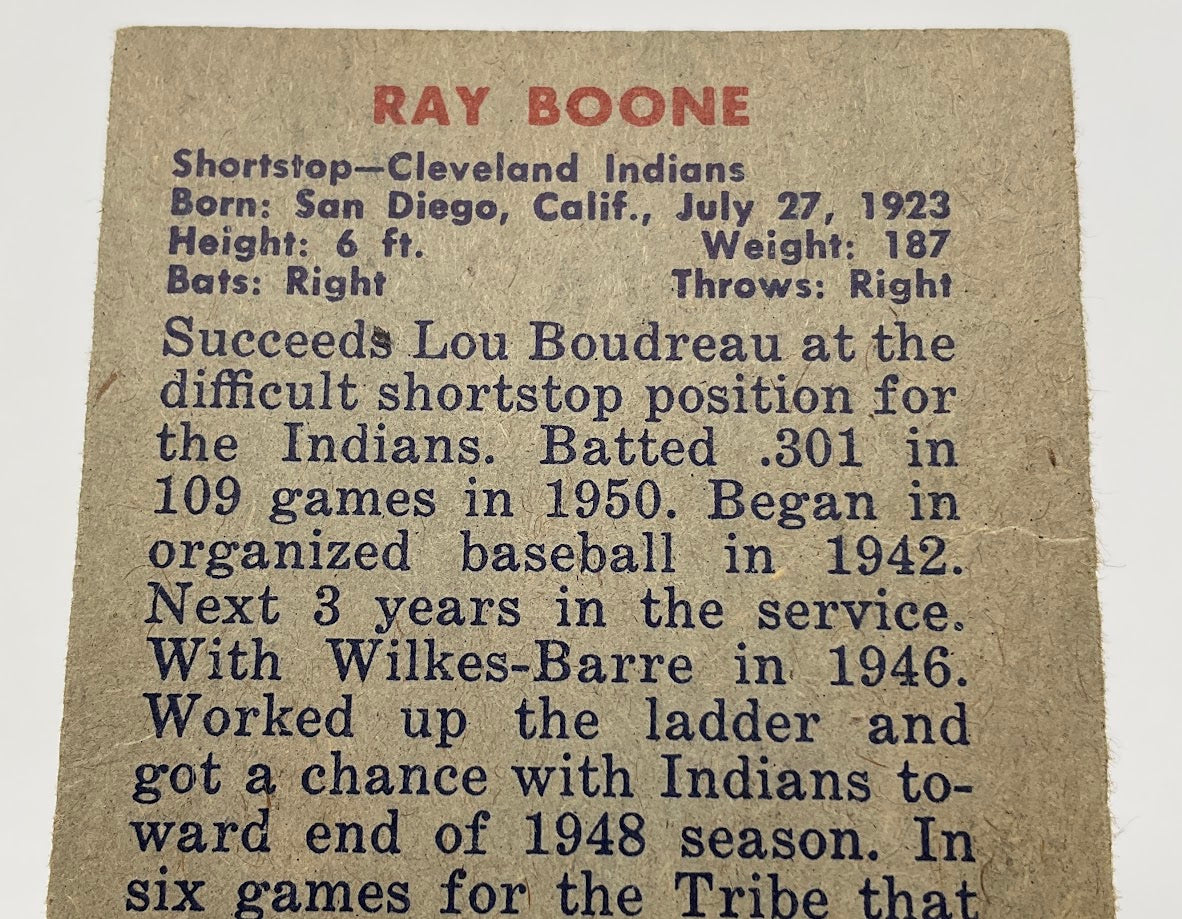 Ray Boone 1951 Bowman RC #54 Cleveland Indians VG - Collector Store LLC