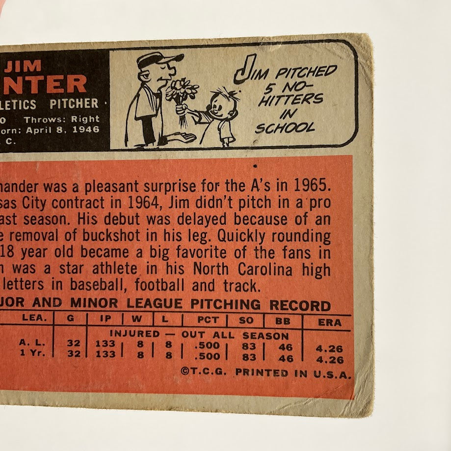 Jim Hunter 1966 Topps #36 Kansas City Athletics PR - Collector Store LLC
