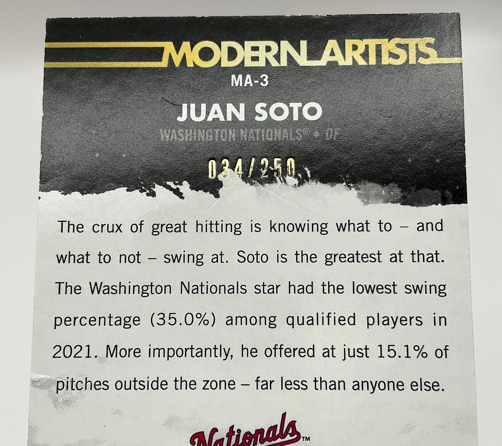 Juan Soto 2022 Topps Gallery Modern Artists 034/250#MA-3 - Collector Store LLC