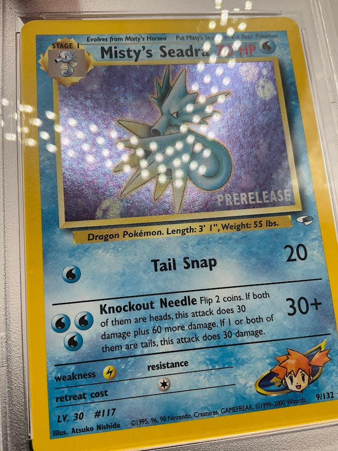 Misty's Seadra Pokemon Gym Heroes Prerelease Holo #9 PSA 7