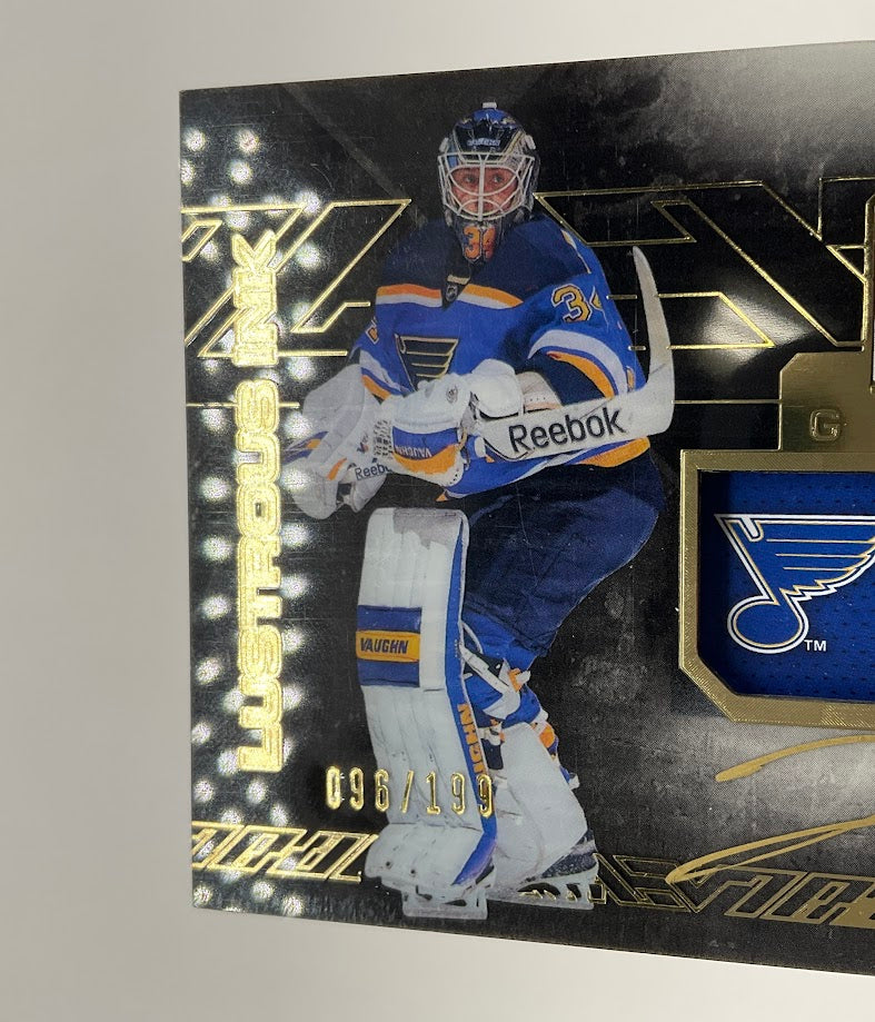 Jake Allen 2015-16 Upper Deck Black Lustrous Ink Auto 096/199 #LI-JA