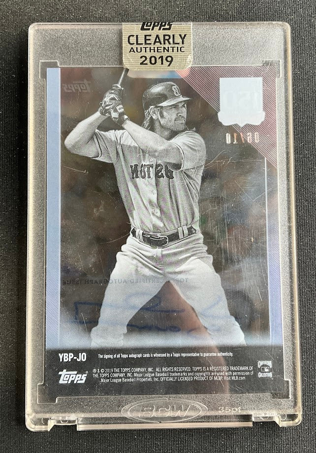 Johnny Damon 2019 Topps Clearly Authentic 150 Years Purple Auto 06/10 #YBP-JO