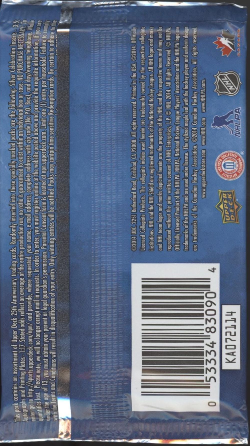2014 Upper Deck 25th Anniversary Pack