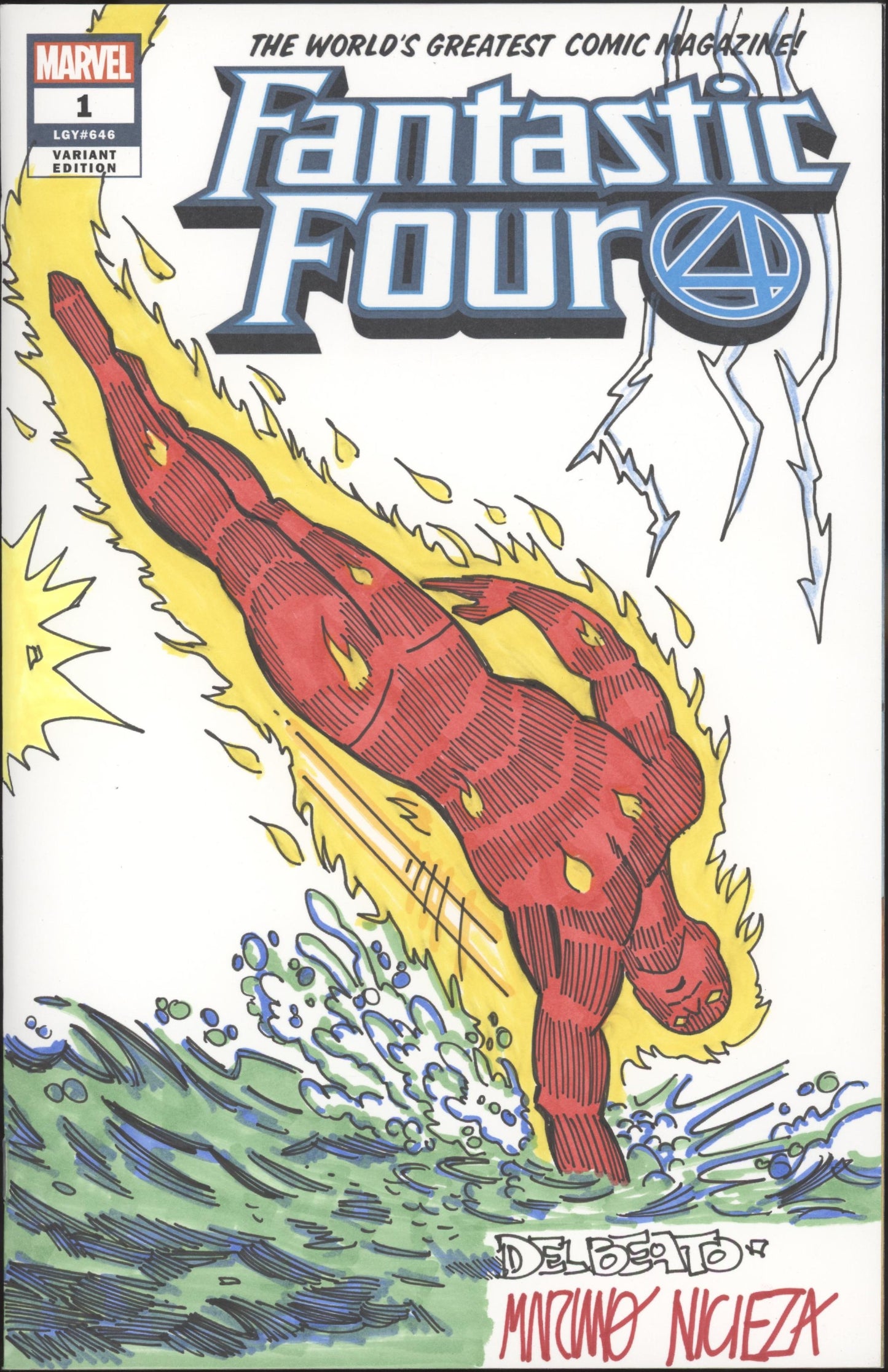 Uncanny X-Men & Fantastic Four Issue #1 Del Beato Mariano Nicieza Sketch Auto #1