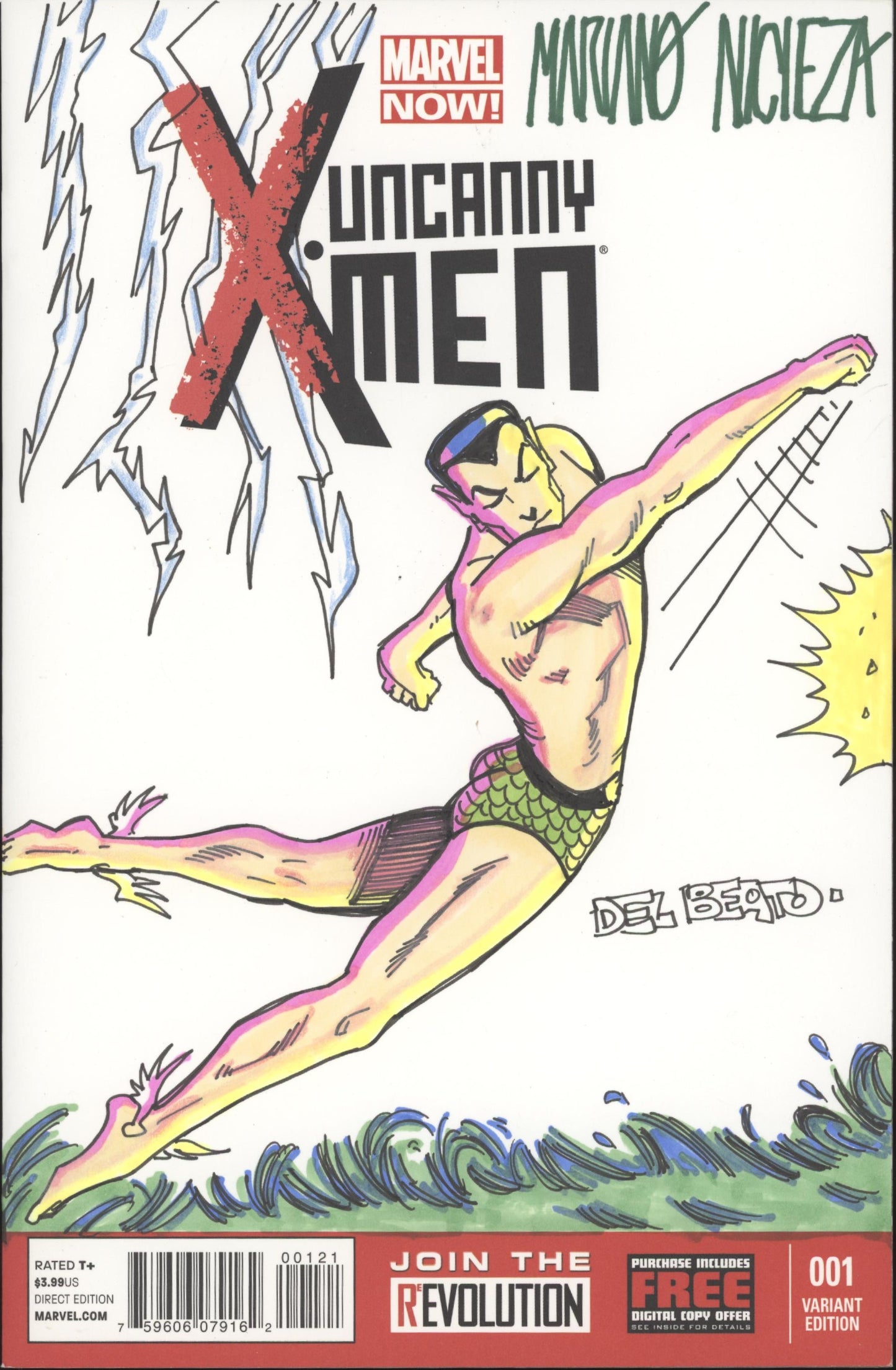 Uncanny X-Men & Fantastic Four Issue #1 Del Beato Mariano Nicieza Sketch Auto #2