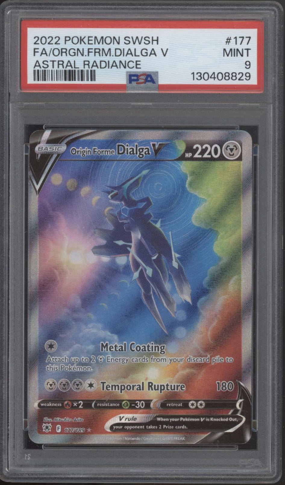 Origin Forme Dialga V Pokemon Astral Radiance Full Art #177 PSA 9