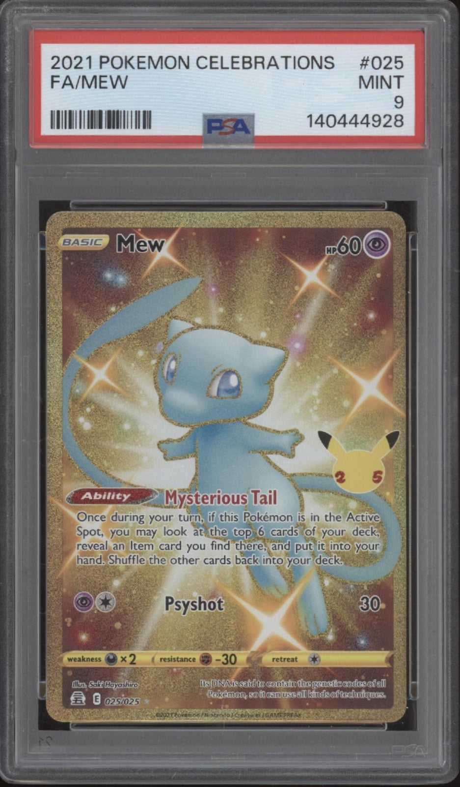 Mew Pokemon Celebrations Full Art #025 PSA 9 Mew Pokemon Celebrations Full Art #025 PSA 9