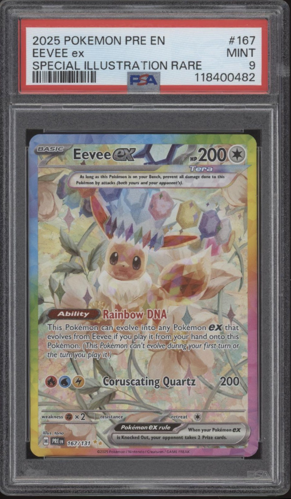 gyarados pokemon card 1995 Eevee ex Pokemon Prismatic Evolutions Special Illustration Rare #167 PSA 9
