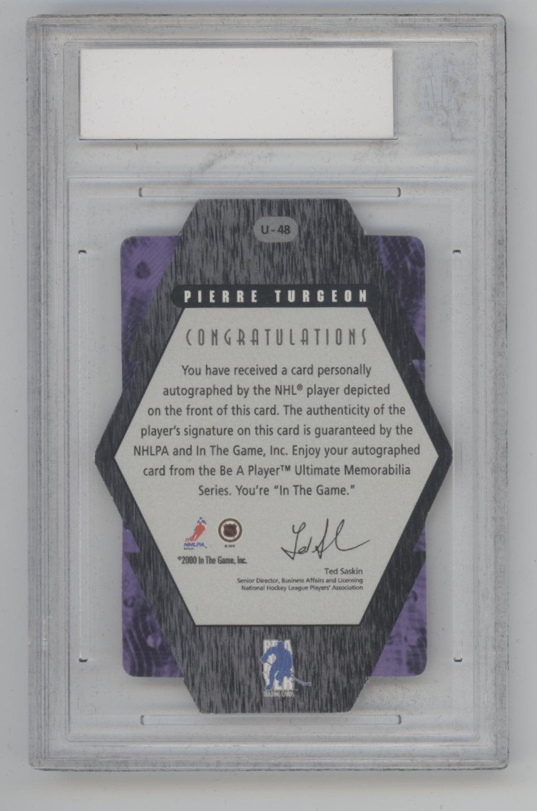 Pierre Turgeon 2000-01 In the Game Be a Player Ultimate Memorabilia Silver Auto