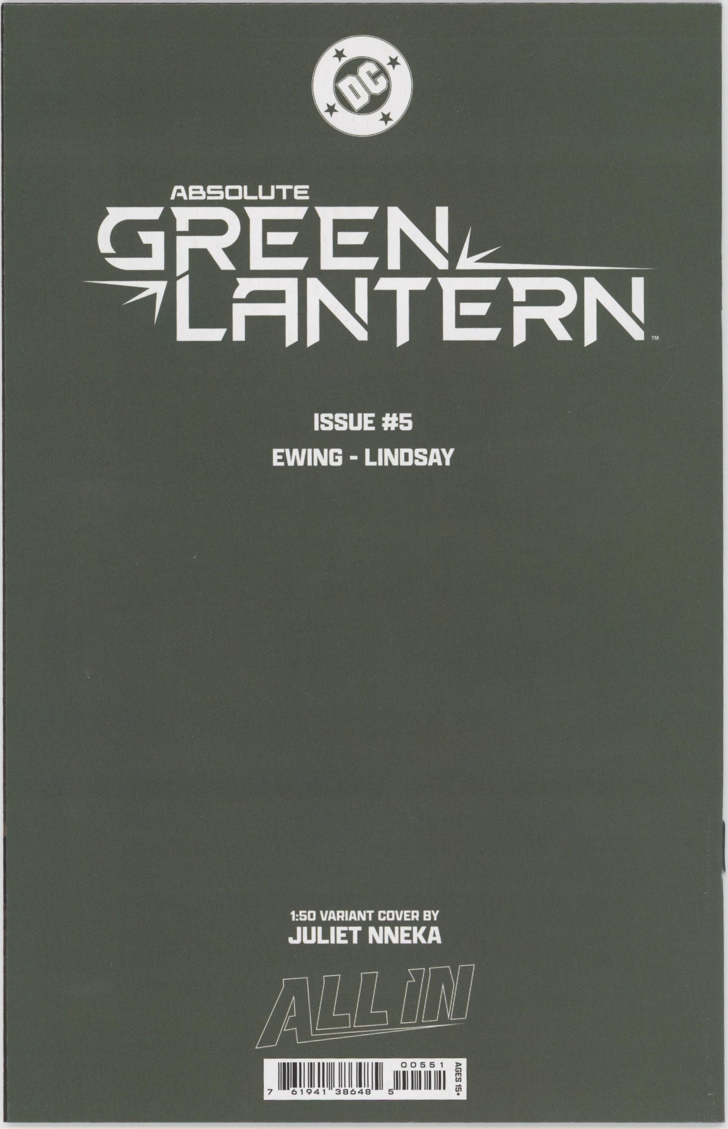 Absolute Green Lantern #5 Cover E 1 in 50 Juliet Nneka Virgin Card Stock Variant