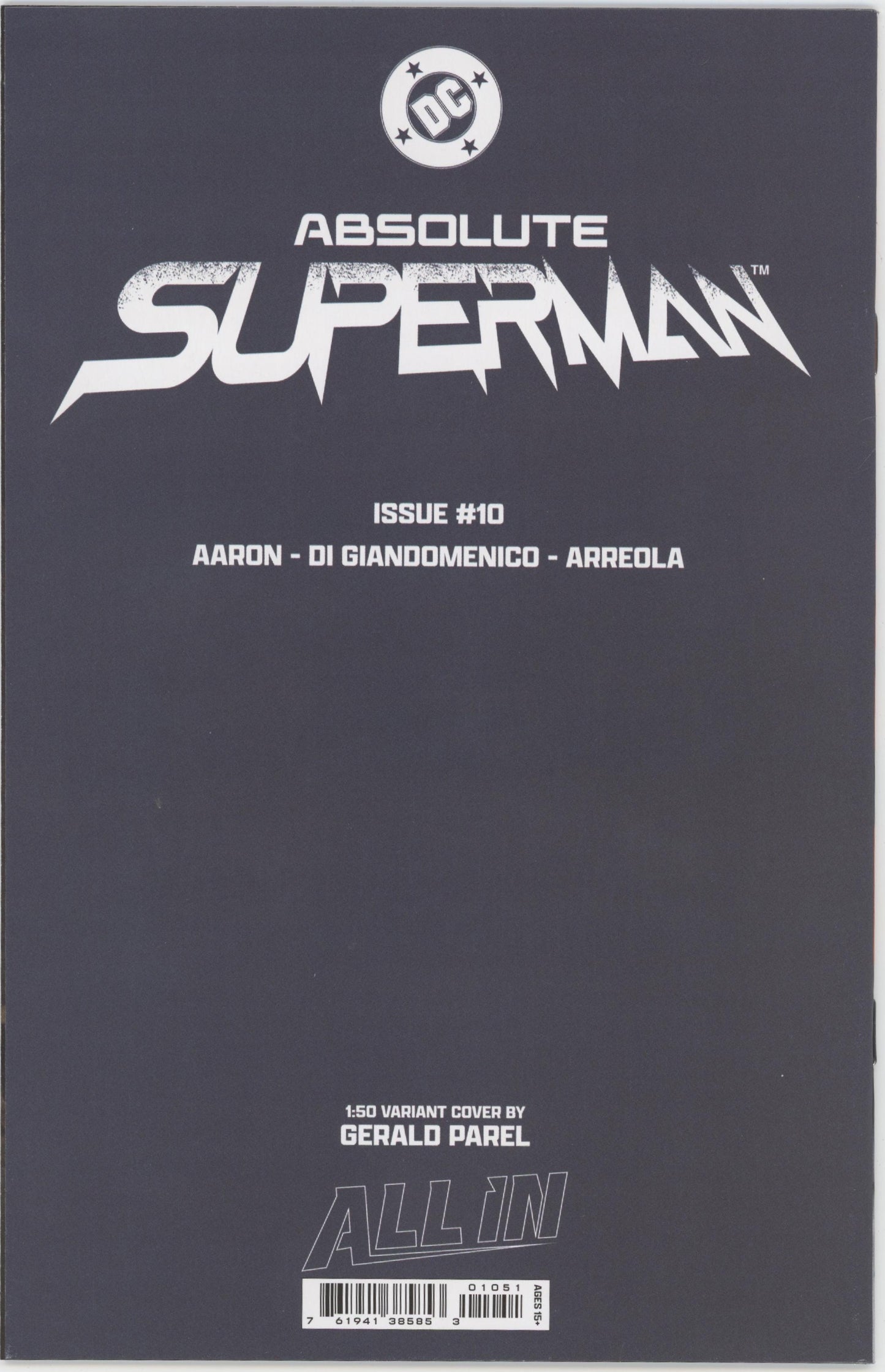 Absolute Superman #10 Cover E 1 in 50 Gerald Parel Virgin Card Stock Variant