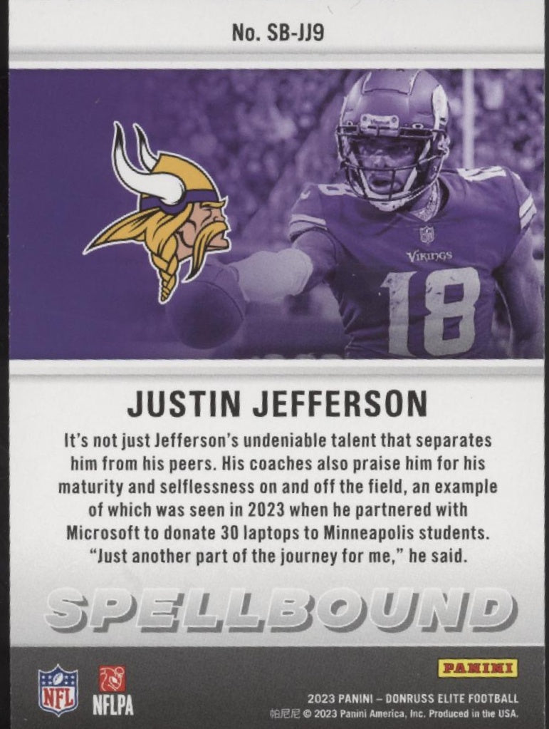 Justin Jefferson 2023 Panini Donruss Elite Spellbound "JEFFERSON" Lot