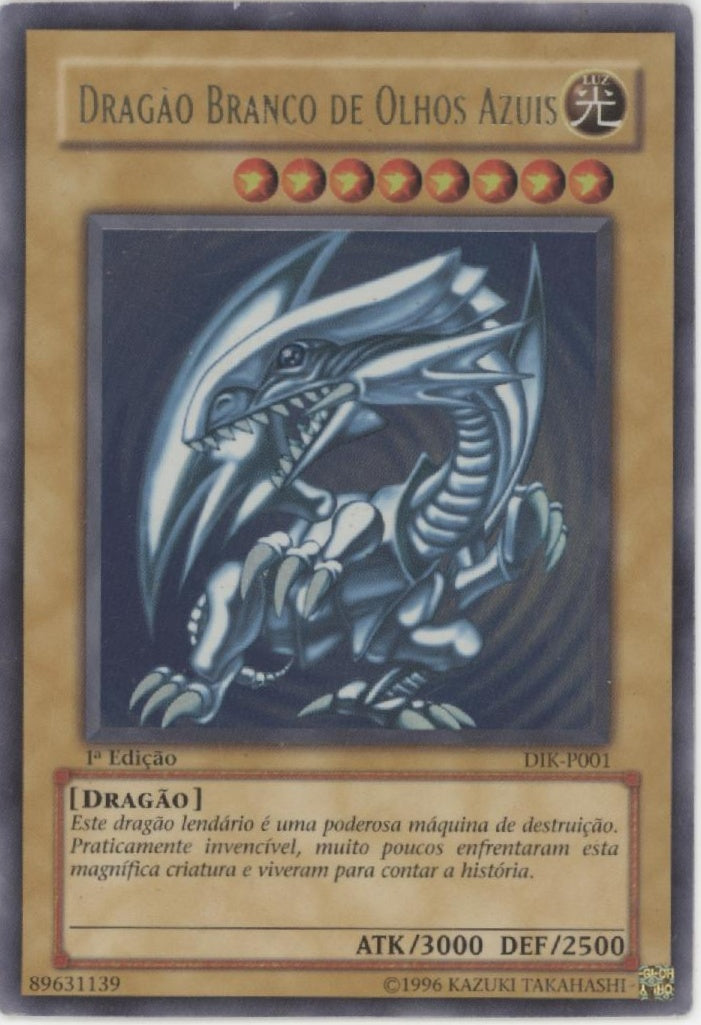 1996 blue eyed dragon yugioh card Blue-Eyes White Dragon Yu-Gi-Oh! Ultra Rare 1st Edition Porteugese DIK-P001 #5