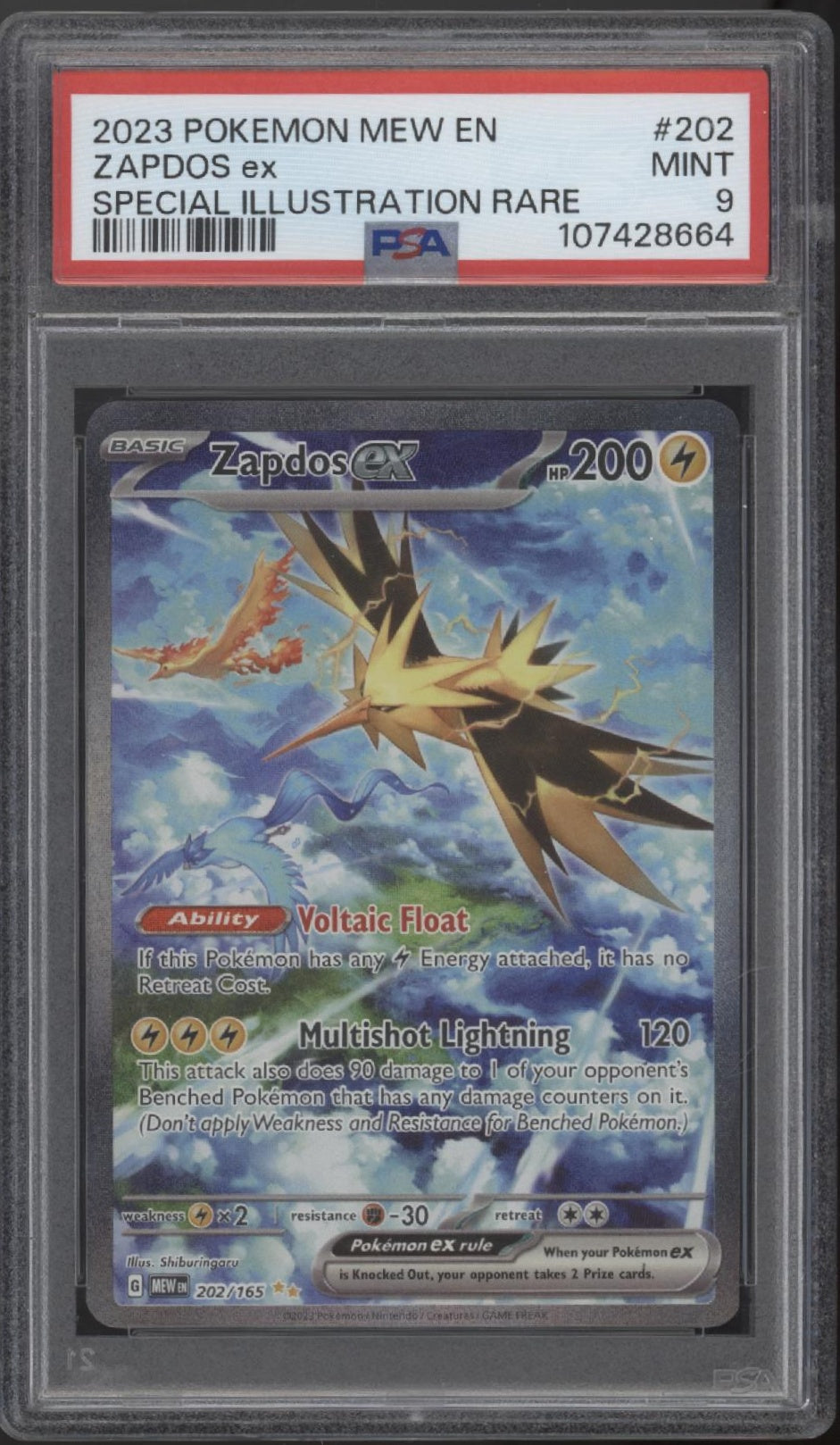 Zapdos ex Pokemon 151 Special Illustration Rare #202 PSA 9 #1 Zapdos ex Pokemon 151 Special Illustration Rare #202 PSA 9 #1