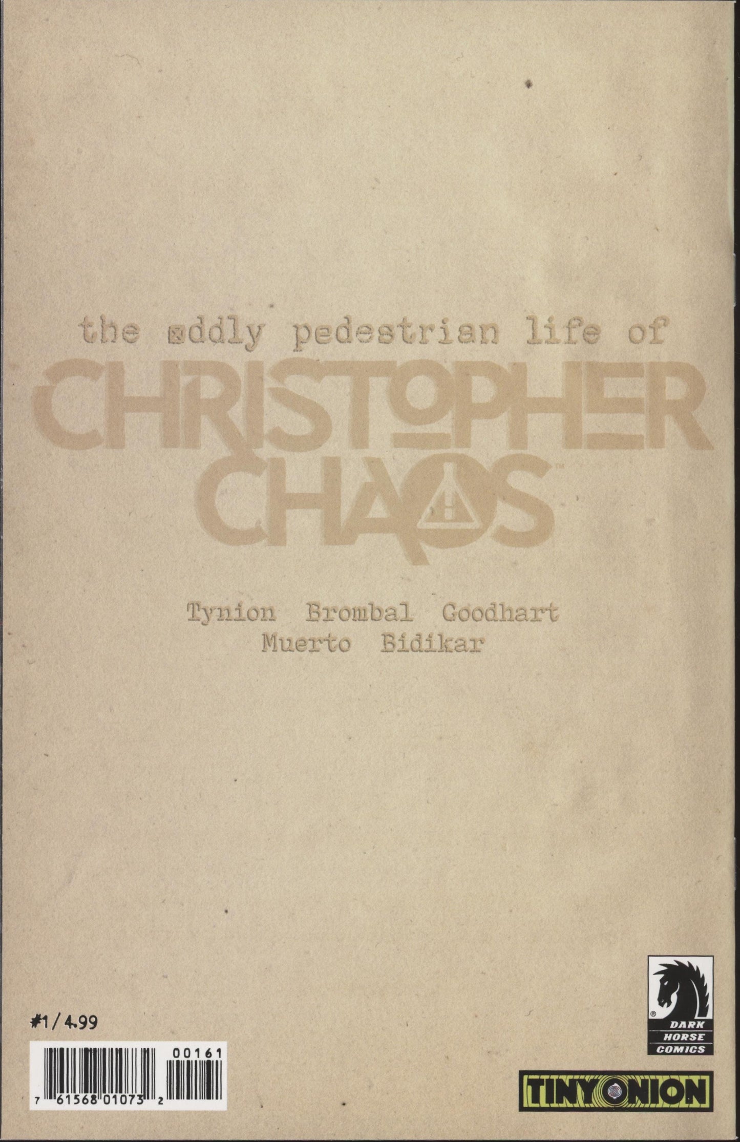 Oddly Pedestrian Life of Christopher Chaos Issue #1F 1:10 Retailer Incentive