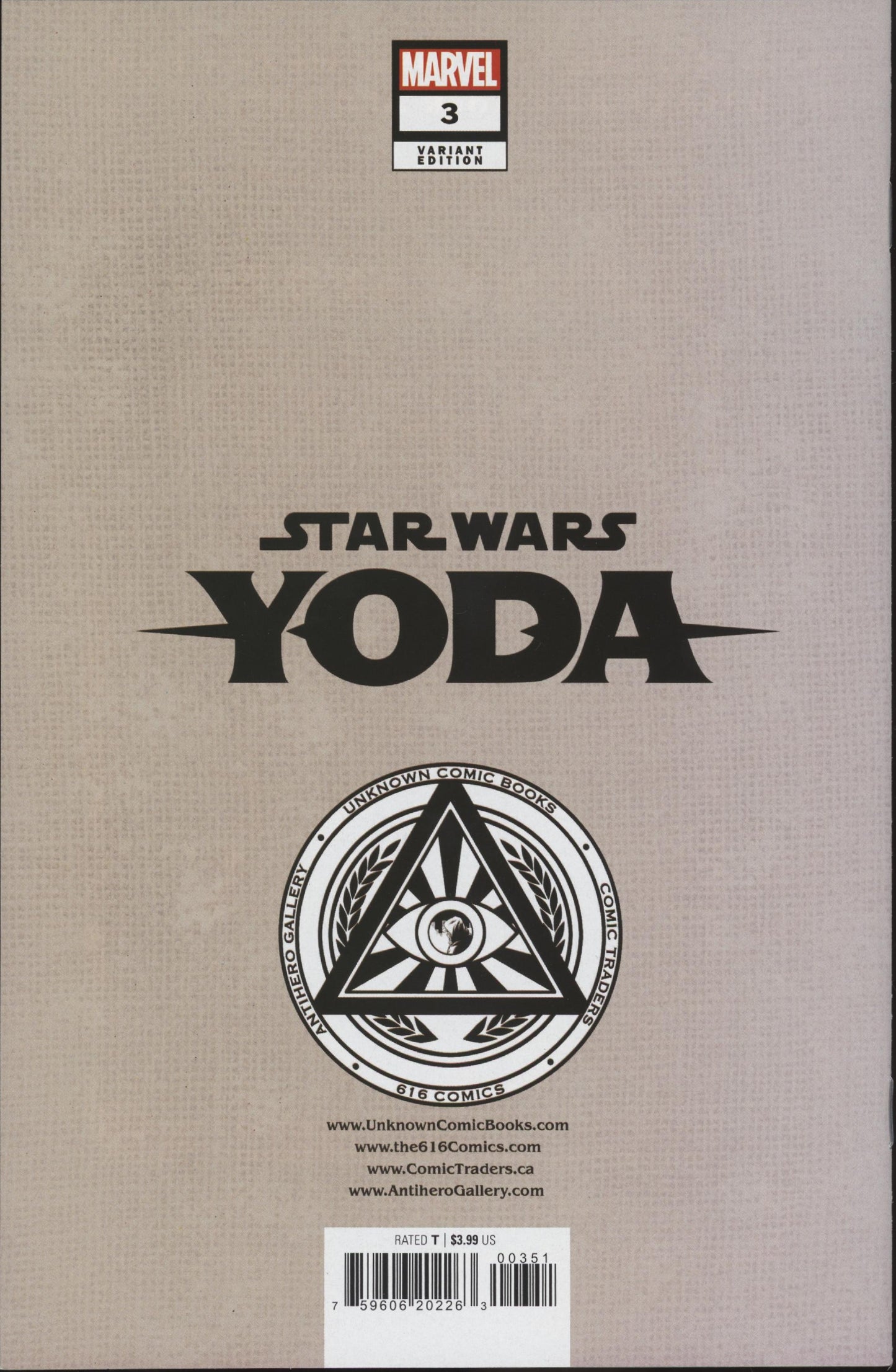 Star Wars Yoda Issue #3ILLUMINATI.B Virgin Cover