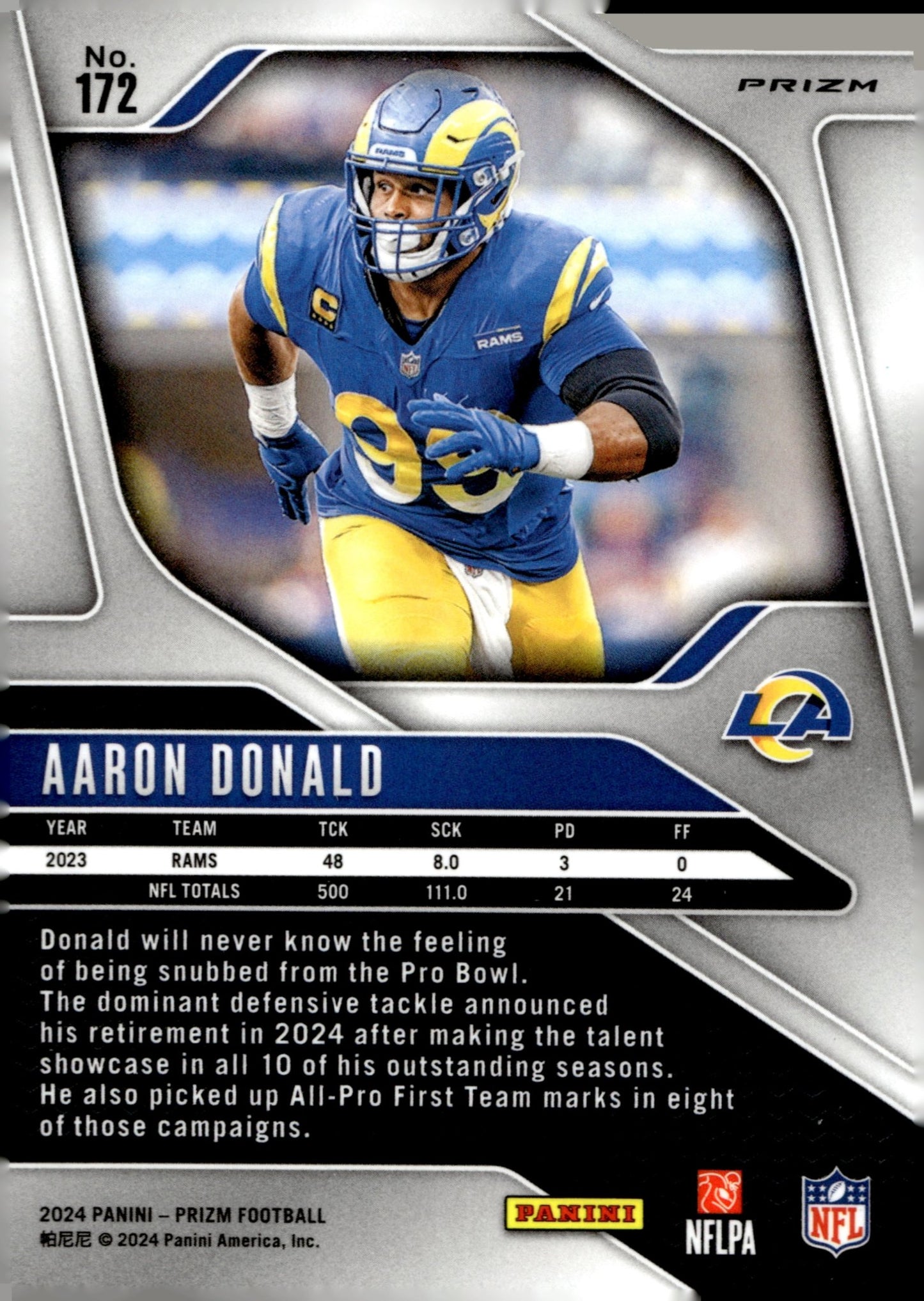 Aaron Donald 2024 Panini Prizm Silver Prizm #172 - Collector Store LLC
