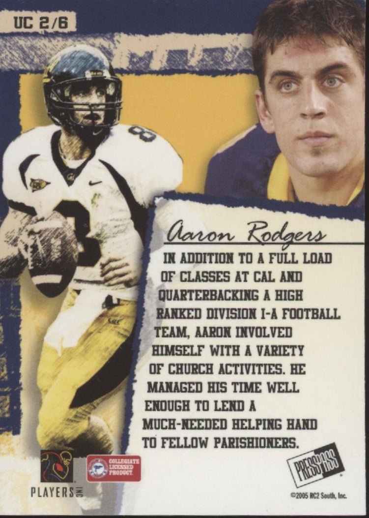 Aaron Rodgers 2005 Press Pass Up Close RC #UC2 - Collector Store LLC