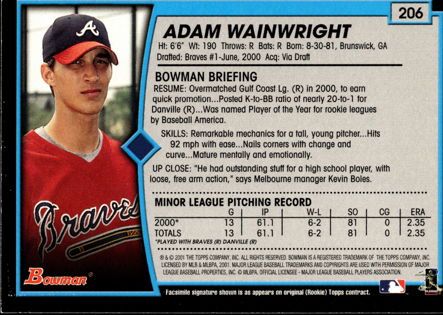 Adam Wainwright 2001 Bowman #206 #2 - Collector Store LLC
