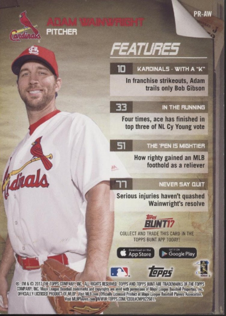 Adam Wainwright 2017 Topps Bunt Programs Green 22/99 #PR - AW - Collector Store LLC