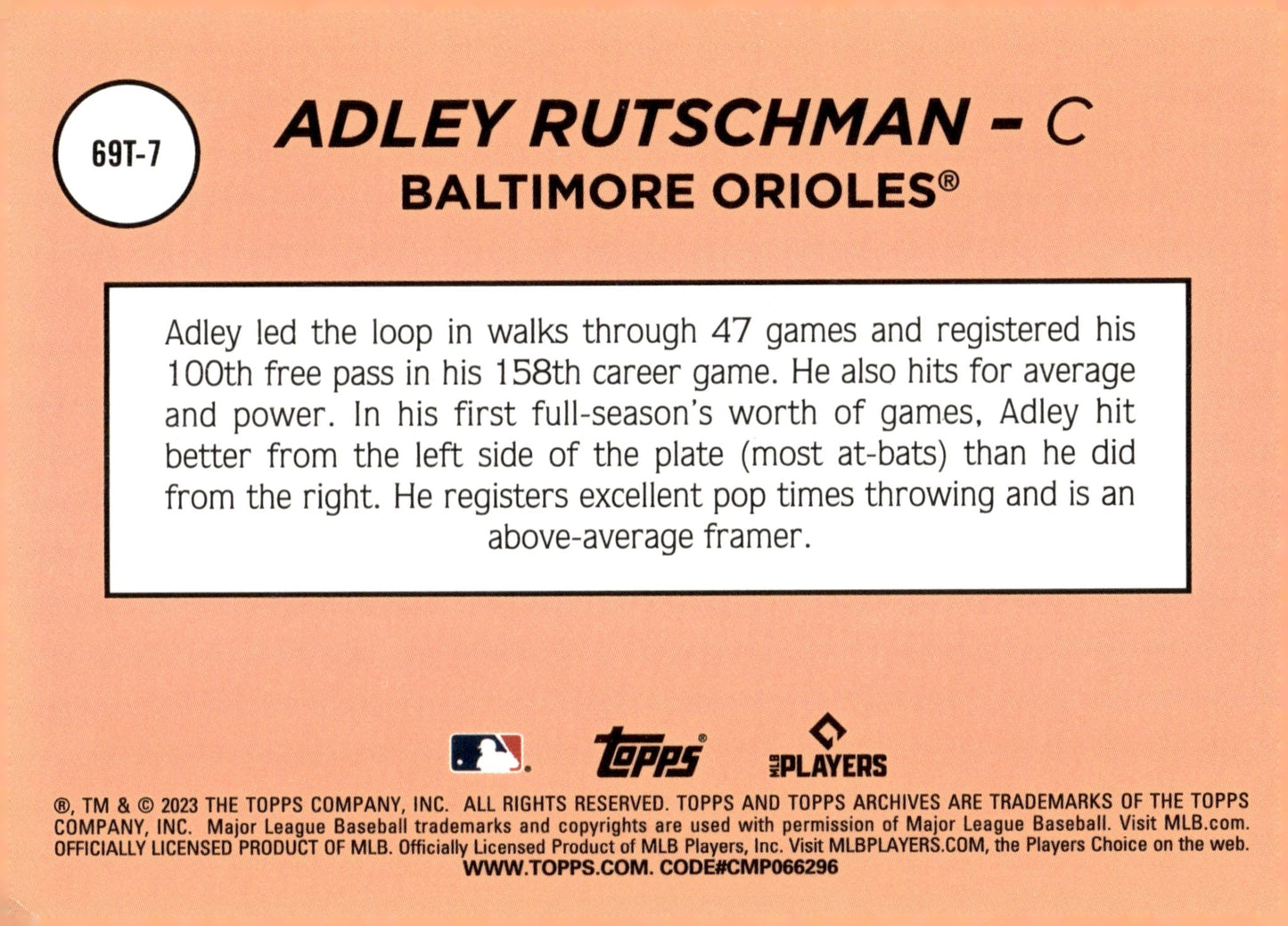 Adley Rutschman 2023 Topps Archives Foil RC #69T - 7 - Collector Store LLC