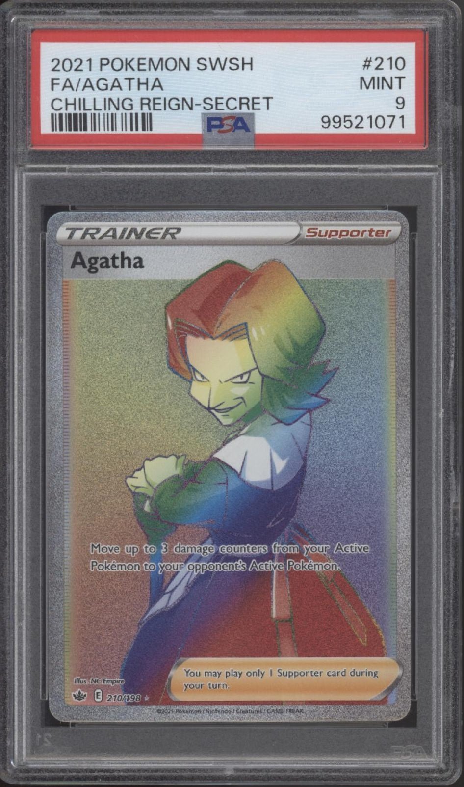 Agatha Pokemon Chilling Reign Secret Rare Full Art #210 PSA 9 - Collector Store LLC
