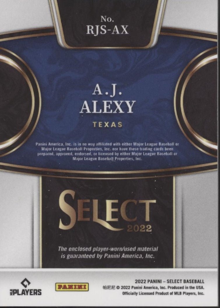 AJ Alexy 2022 Panini Select Swatch RC #RJS - AX - Collector Store LLC