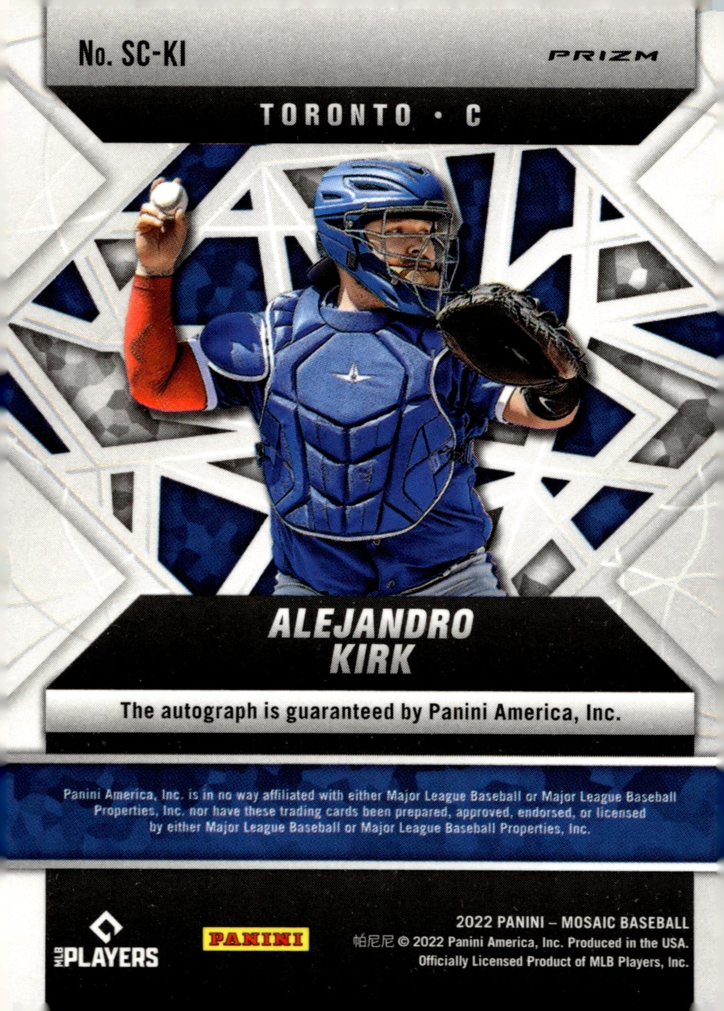 Alejandro Kirk 2022 Panini Mosaic Scripts Prizm Auto #SC - KI - Collector Store LLC