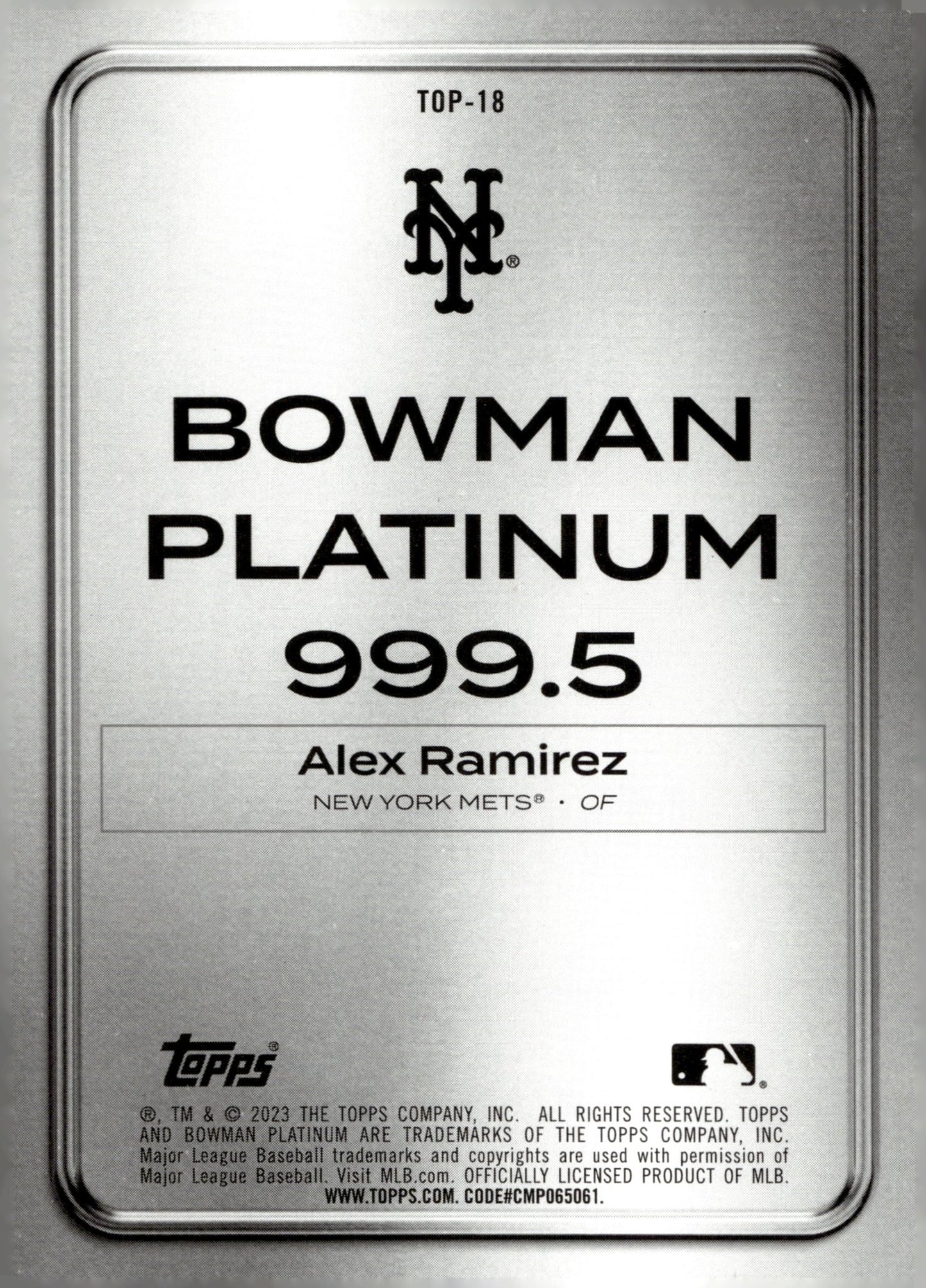 Alex Ramirez 2023 Bowman Platinum 08/75 #TOP - 18 - Collector Store LLC