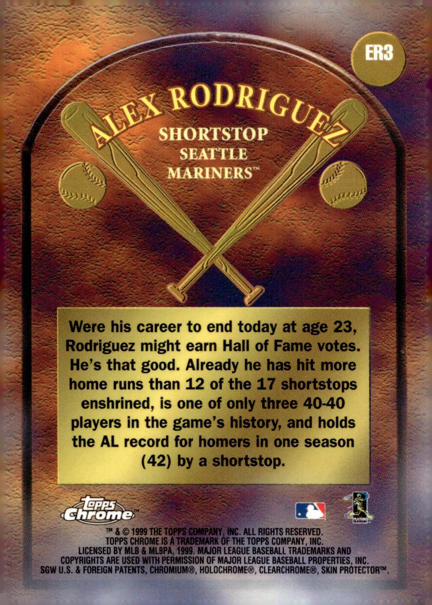 Alex Rodriguez 1999 Topps Chrome Early Road to the Hall #ER3 - Collector Store LLC