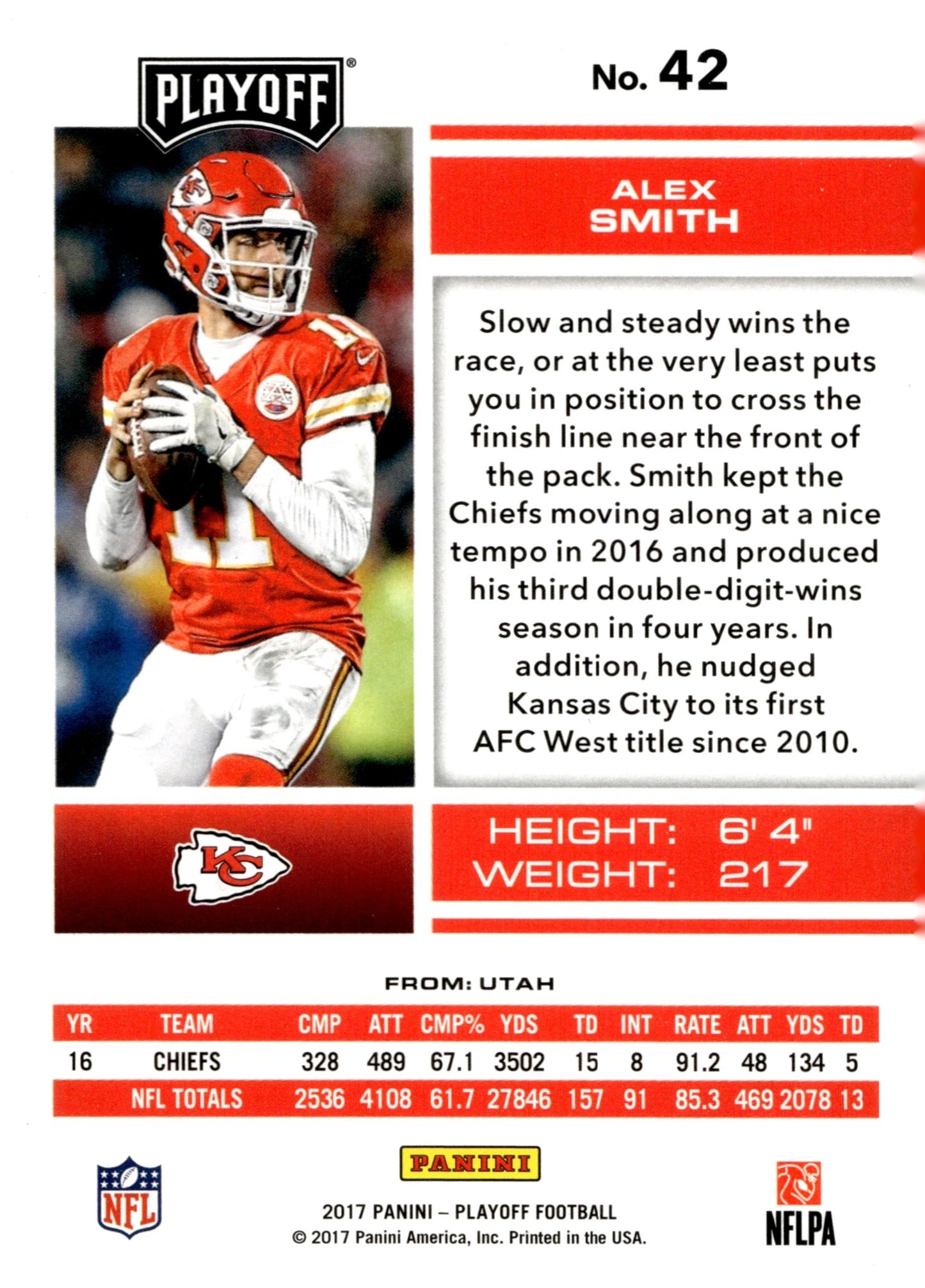 Alex Smith 2017 Panini Playoff 1st Down 95/99 #42 - Collector Store LLC
