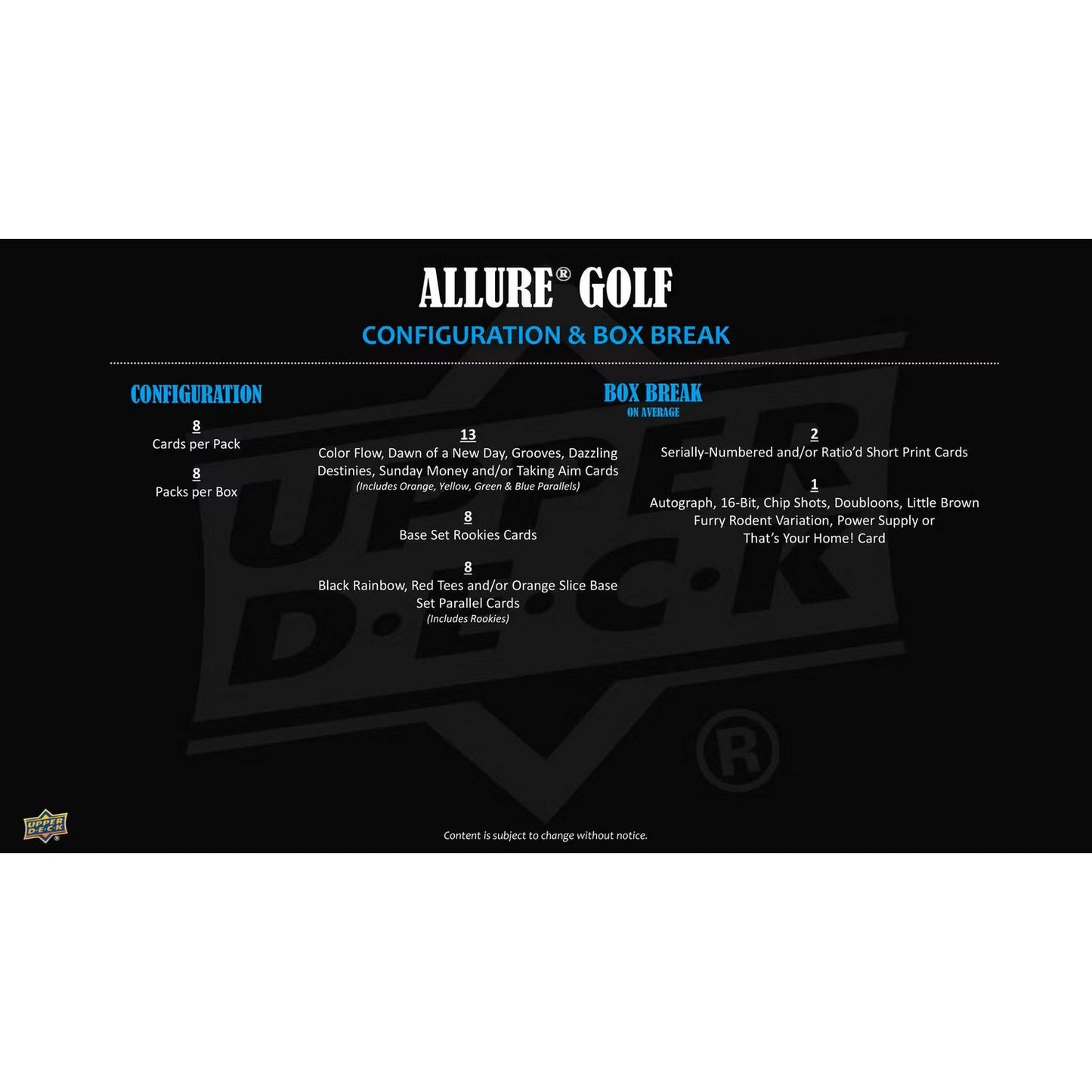 2026 Upper Deck Allure Golf Hobby Box *Contact Us To Order*
