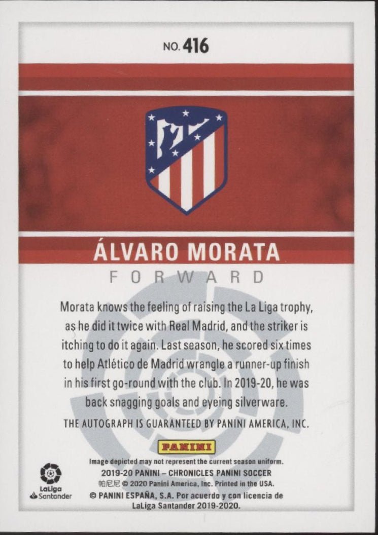 Alvaro Morata 2019 - 20 Panini Chronicles Panini Auto 267/500 #416 - Collector Store LLC